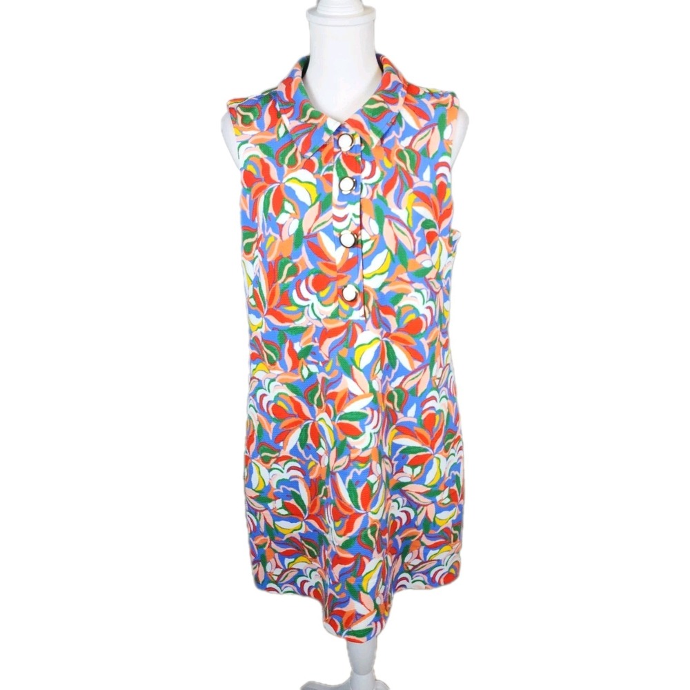 Jessica Howard A-Line Dress Womens 14P Orange Floral Textured Retro Boho Casual‎